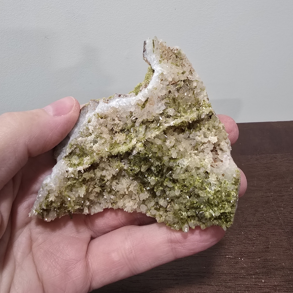 Epidote on Quartz Crystal Cluster
